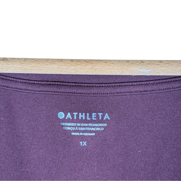ATHLETA Shanti Long Sleeve Scoop Neck Crop Top in Antique Burgundy - Picture 9 of 10
